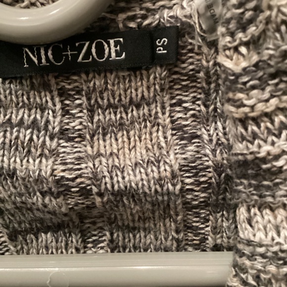 NIC + ZOE Womens Knit Cardigan Size Small Petite PS Gray Tan Marled Snap Closure - Picture 5 of 12